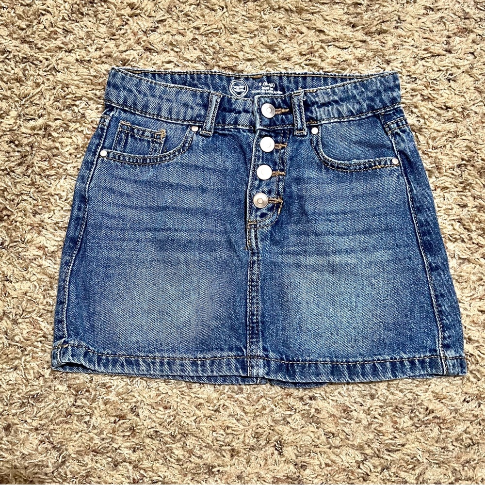 [Wonder Nation] Blue Denim Jean Skirt Snap Buttons Size 6